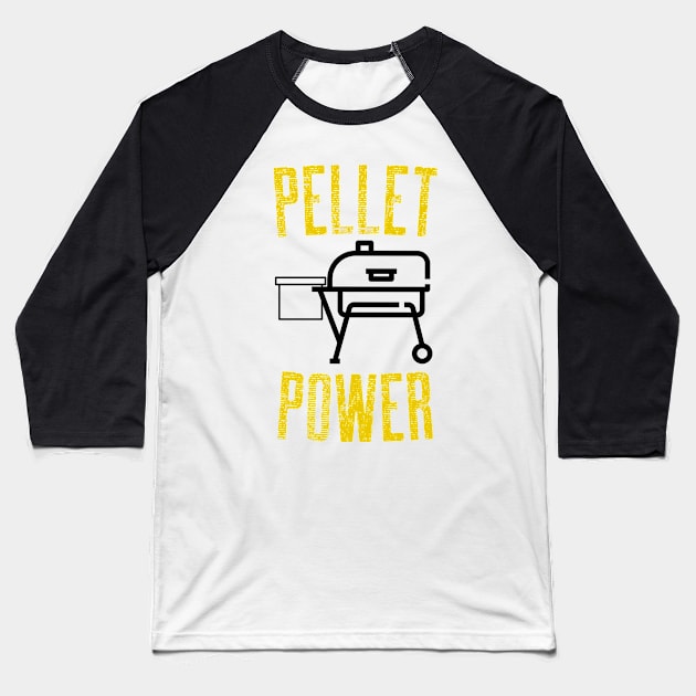 Pellet Power Design Black Gold Baseball T-Shirt by Preston James Designs